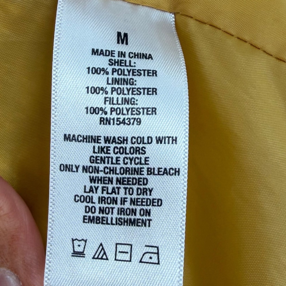 Aeropostale Womens Puffer Vest Mustard Yellow Chevron Quilted Zip Up Medium 5301 - Picture 6 of 7